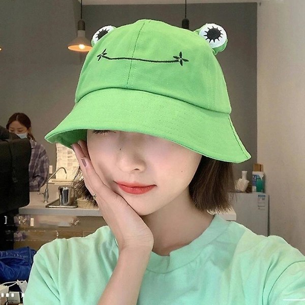 Cartoon Frog Bucket Hat, Unisex sommersolhatt for A