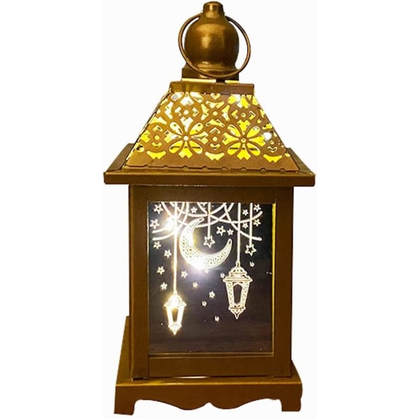 Mini Ramadan lykta med LED nattljus, hængende jern lykta dekoration for muslimsk islam Eid Ramadan Holiday Party (d-4-)
