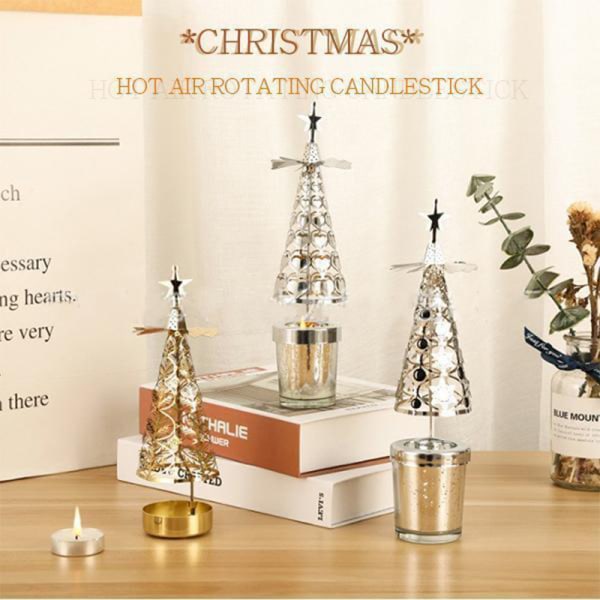 Julstämning Värmedriven snurrande ljushållare metall roterande ljus för hem jul nyår