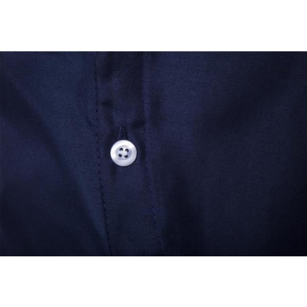 Herreoverdele Button-up skjorte Asymmetrisk hem Business skjorter Marineblå 2XL