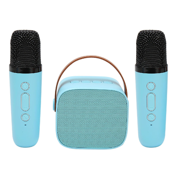 Mini Karaoke-maskin Set, Bärbar Stereo Bluetooth-högtalare med 2 Trådlösa Mikrofoner för Barn och Vuxna, Upp till 512G Lagring, Handhållen Mikrofon (blå) Blue