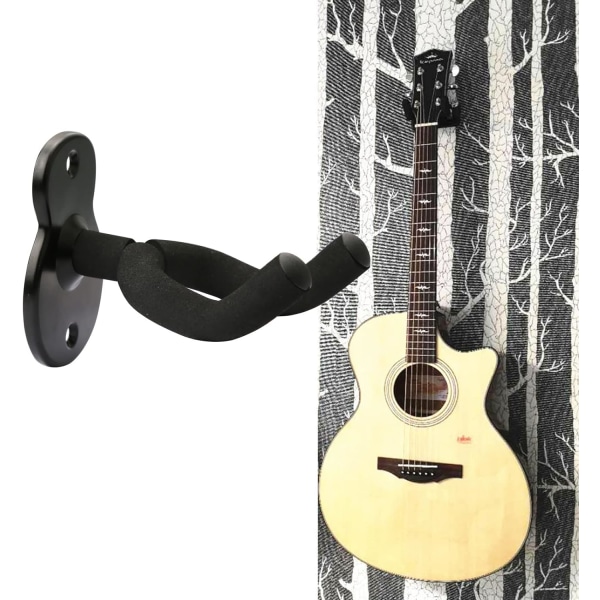 2-pakning gitarholder Veggfeste gitarholder, gitarveggmonterte displayfestekroker for elektrisk gitar, klassisk akustisk gitar, bass （svart）