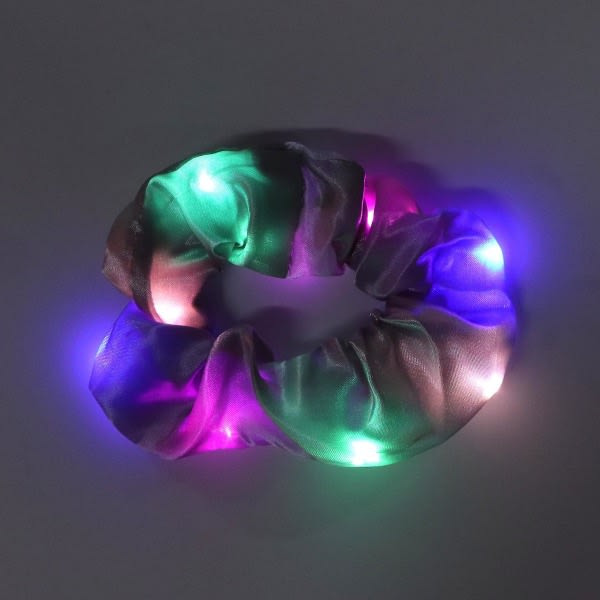 5 stk. Light Up Scrunchies - Lysende grå sateng elastisk Glow In The Dark Hår Scrunchy for kvinner