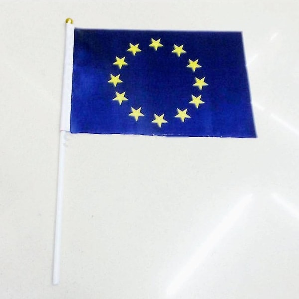 14x21cm 10kpl Pieni EU-lippu Euroopan unionin lippu Käsin pidettävä kansallislippu tangolla Käsin heilutettava lippu Nc020