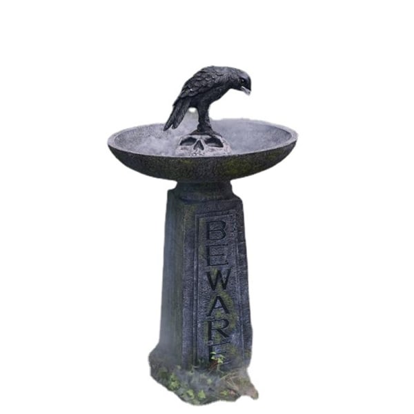 Creative Bird Bath Ornament Personalized Crow Skull Resin Crafts for Home Garden Decoration Black
