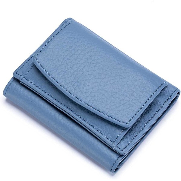 Liten plånbok för kvinnor män RFID-blockerande läderkorthållare Organizer Myntväska (cc003bl, blå)