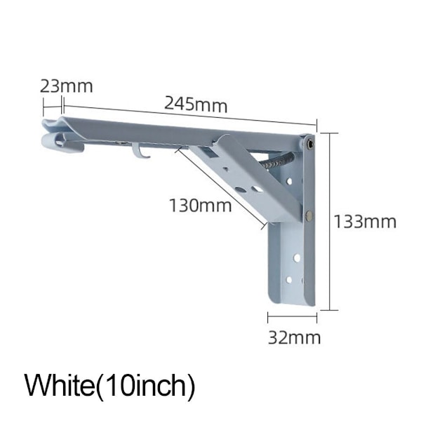 Taitettava hyllyn pidike Seinälle kiinnitettävä Tuki VALKOINEN 10INCH valkoinen white 10inch