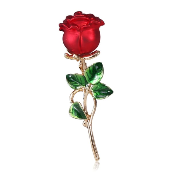 Rose Flower Brosje Emalje Blad Brystnål Dekorativ Flo