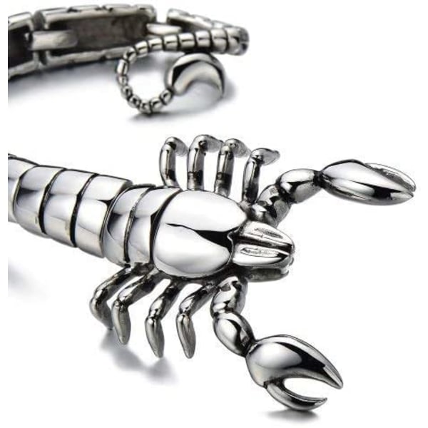 Stort Scorpion-armbånd i rustfrit stål til mænd, sølv T