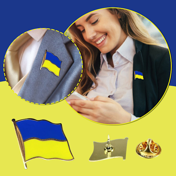 Ukrainsk flaggknapp i metall för UA Ukiain Viftande flaggknappar för Ua Patriotisk badge Hatt Knapp Kläder Ryggsäck Brosch