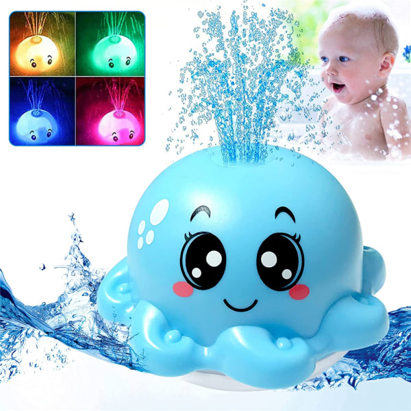 Baby vann leketøy blekksprut spray basseng leke med lys Blue