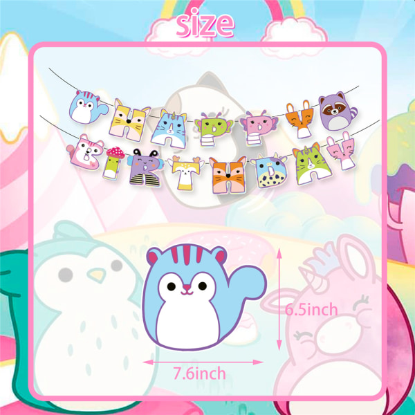 Squishmallow Hyvää syntymäpäivää ilmapallot Banneri Set Party Koristelu