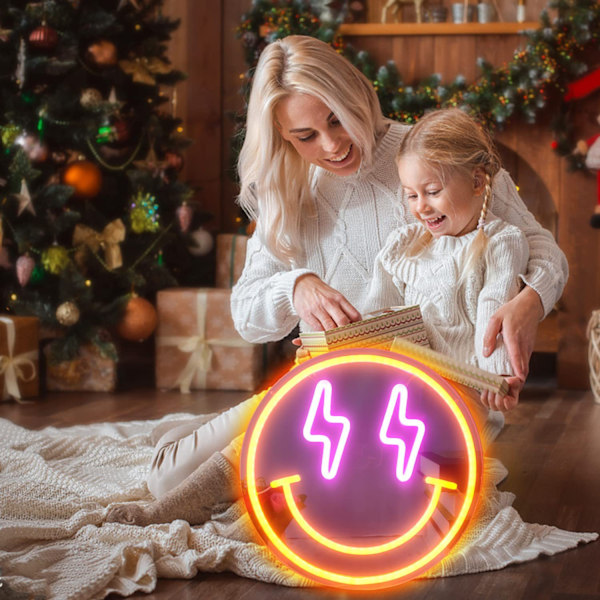 Smiley face neonlys dimbart smiley face LED-skilt smile neonlys for veggdekorasjon smiley face dekorasjon