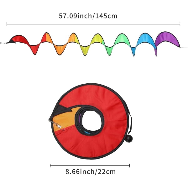 Heytea 4 deler 57 Inch Rainbow Curlie Spinner Rainbow Wind Spinner Färgglad hängande Rainbow Wind Twister for utendørsdekorasjon innenhus - -