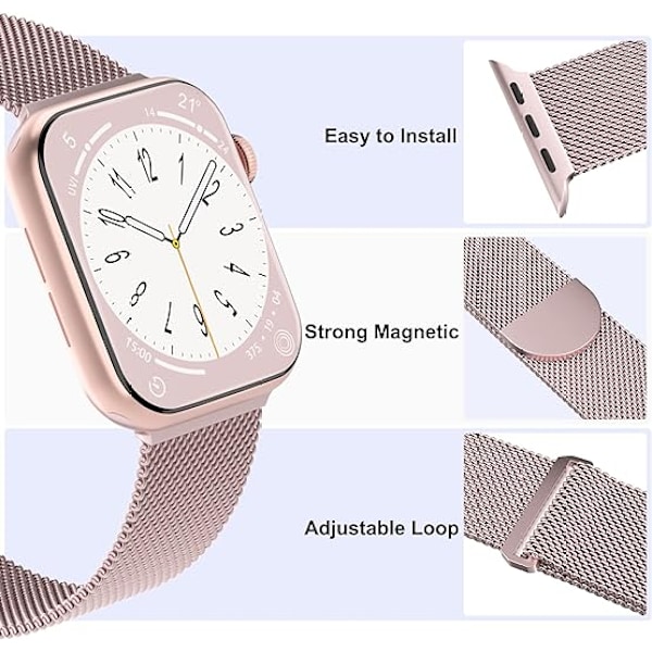 3-pak mesh metalremme kompatibel med Apple Watch-rem 42mm 44mm 45mm 49mm, rustfrit stål magnetisk løkke til iWatch Ultra/2 mænd kvinder