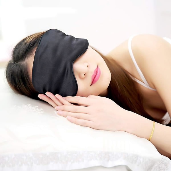 Silk Sleep Mask, let og bekvem, supermjuk, justerbar kontureret øjenmaske til sömn, skiftarbejde, tupplurar