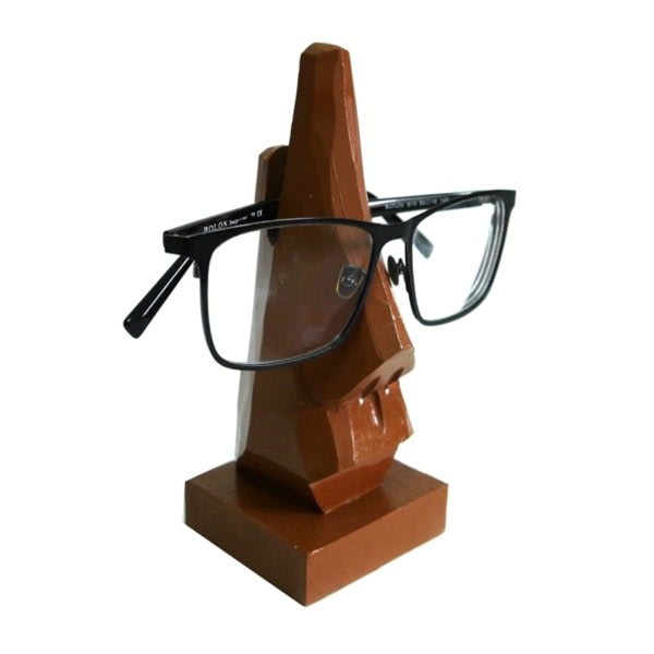 Glasögondisplaystativ med näsformat trä Hemdekorativt Hållbar Långvarig handgjord conveninet for hemmakontor Brun stor näsa