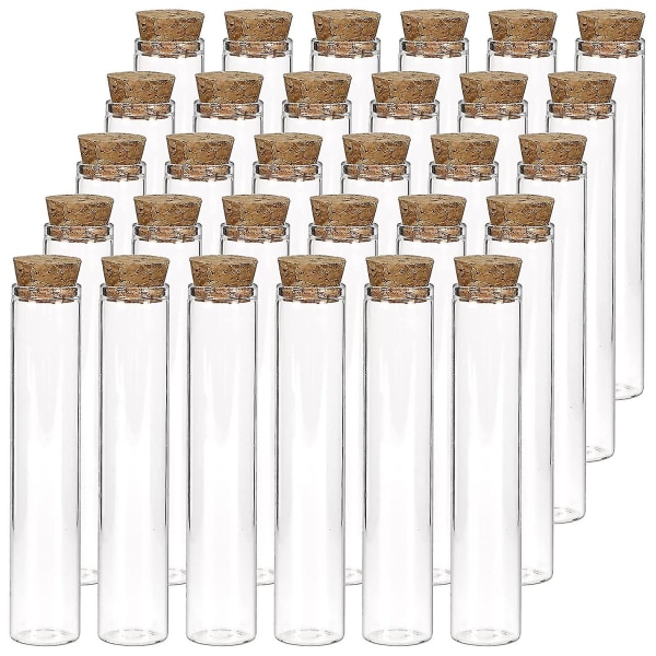 30 stk 25 ml glassreagensrør, 20100 mm klare flate reagensrør med korkstopper for vitenskapelige eksperimenter, badesalt og godteri