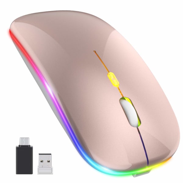 Opgrader trådløs LED PC-mus Genopladelig Silent Wireless Mouse Laptop-mus med USB-modtager Kompatibilitet med computer/pc/tablet