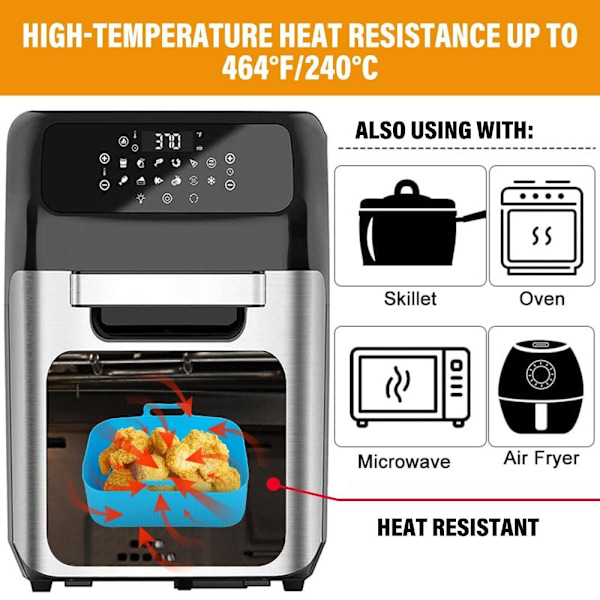 2 kpl silikonivuoka BBQ-lautanen Pannu Sopii NINJA Air Fryer -laitteeseen blue