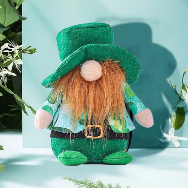 St. Patrick's Day Prydnad Ansiktslös Gnome Plyschdocka Säsongsbetonad Spring Forest Gnome Doll Liten heminredning Hane