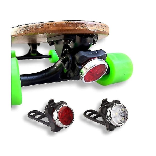 Led Skateboard Lights Underglow - Longboard Lights USB Genopladelig for- og bagside. Ideelt tilbehør til elektriske skateboardlygter (sort)