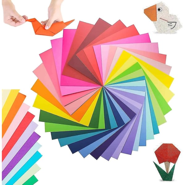 Origami-paperi, 100 kpl kaksipuolinen neliönmuotoinen taitettava paperi, taide ja käsityöt värikkäät projektit-15x15cm satunnainen väri