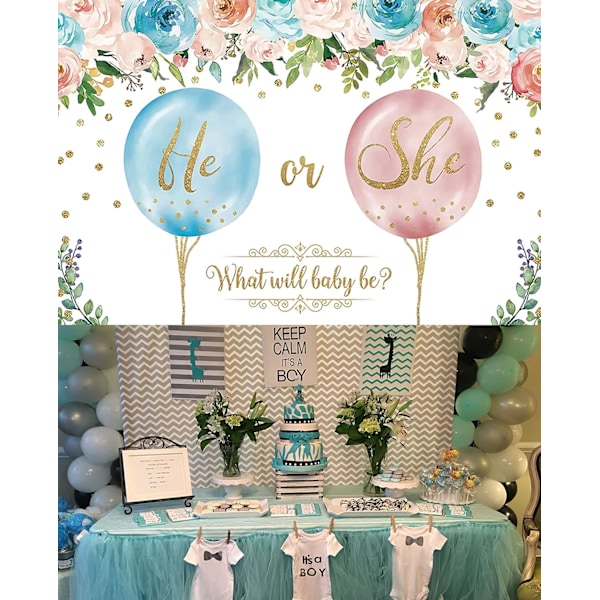 5*3 fot, Baby Gender Reveal Party Dekorasjon Baby Shower Bakgrunn Foto Bakgrunnsaffisch for Baby Gender Reveal Party Dekorasjoner Festartikler