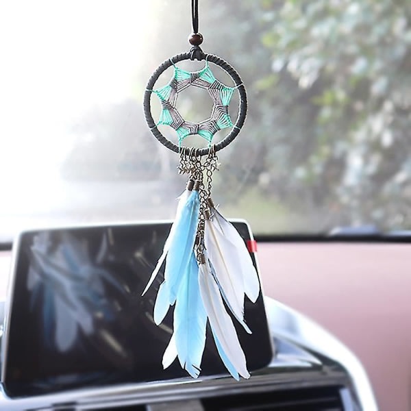 Käsintehty Dream Catcher Grey Feather seinälle ripustettava koriste-auto DXGHC