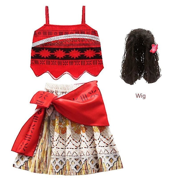 Moana-mekko lapsille Cosplay-tytöille Vaiana-prinsessamekko lapsille Syntymäpäiväjuhla-asu kaulakorulla 110 (4-5Y)