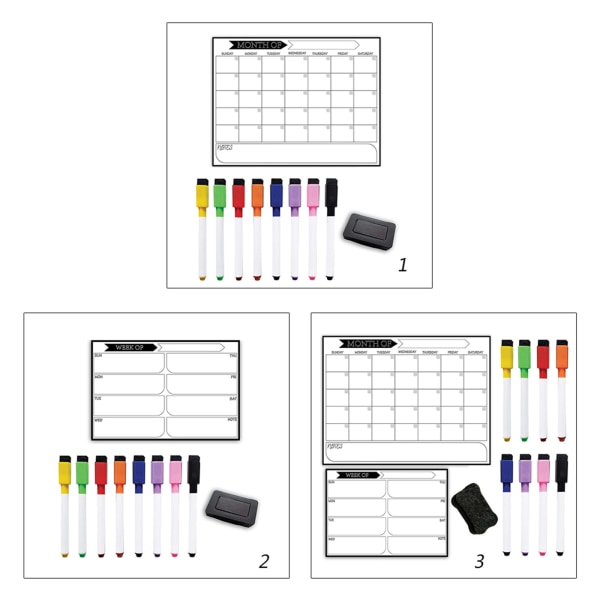 Magnetisk kalender whiteboard - uge, måned, tidsplan, planlægning, organisering, udstyr, besked