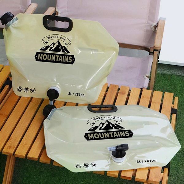 2-delad Camping Vattenbehållare med Kran, Vikbar Vattenbehållare för Vattenförvaring, 8L Utomhus Vikbar Vattenbärare