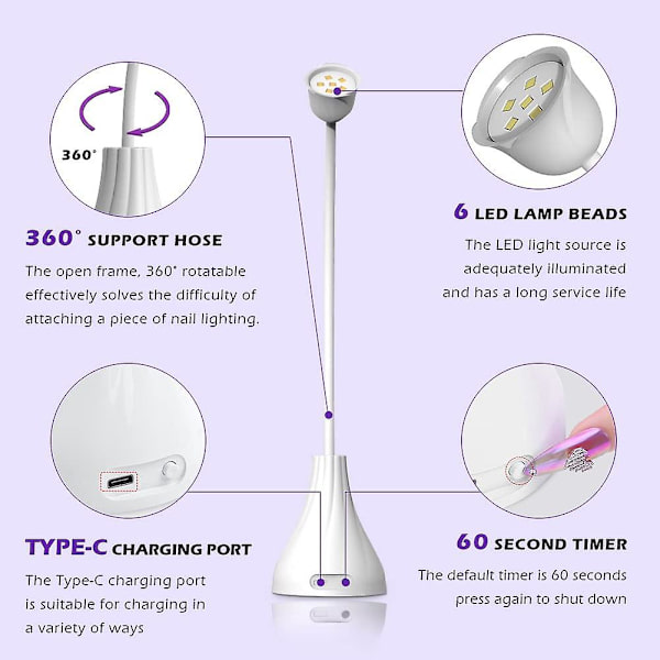 Led-UV-kynsilaite, Mini Lotus Hands Free Light Rotata