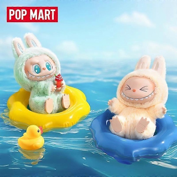 (Påskekampanje) Høykvalitets Popmart Labubu The Monsters Sit And Party Vinyl Blind Box Heartbeat Macaron & Duoduo Hengende Dekor Single blind box