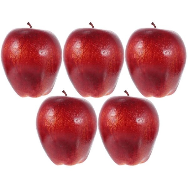 5 kpl Keinopunaiset herkulliset omenat Sisustus Elämänmukaiset Fake Red Delicious Apples
