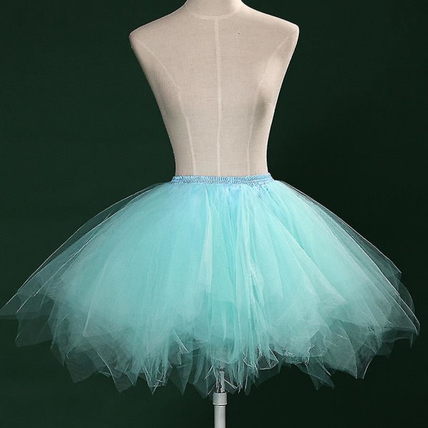 Kvinnor Mesh Tyllkjol Princess Elastisk kjol Vuxen Kort Tutu Dansande kjol Light Blue XL