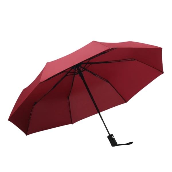 Helautomatiskt trippelparaply Portabelt vindtätt regntätt paraply Burgundy 8 Bone