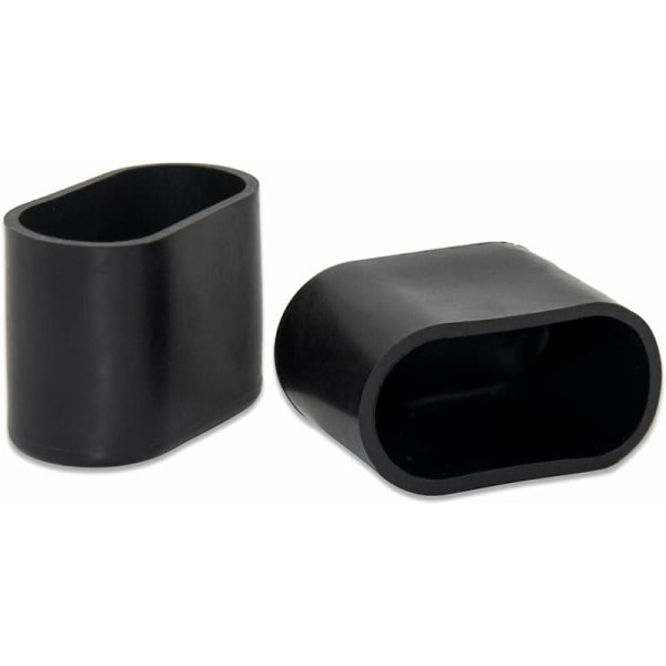 Forpackning med 100 st icke-merket mjuka PVC-stolbensbeskyttelse for å beskytte bunnen på møbler eller bord, 20 x 40 mm, 13/16" x 1-9/16", svart, oval