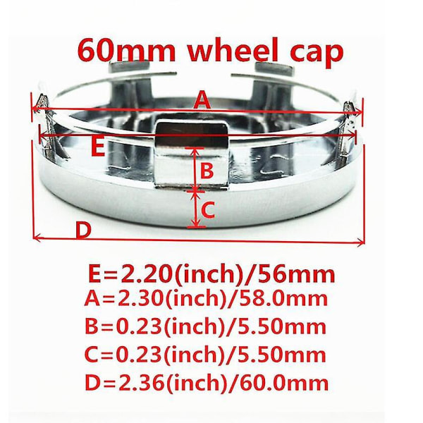 4. 56 mm 60 mm Chrysler 300c Car Wheel Cover Cap Resin Badge Emblem Sticker For 300 Sebring Pacifica|Hjul Center Caps|,60mm Yellow Cap 1