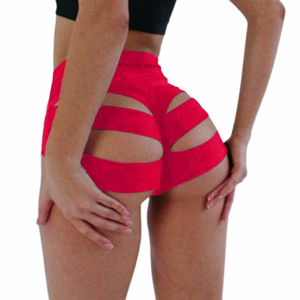 Kvinners utskårne yogashorts Scrunch Booty Hot Pants Hig