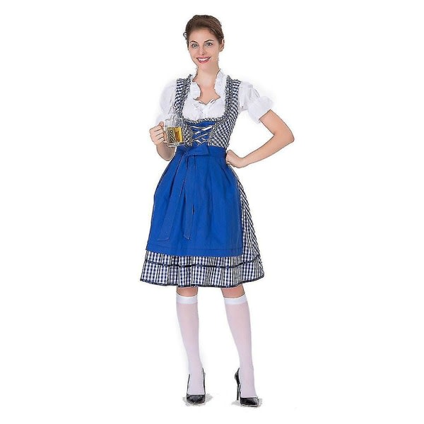 Naisten Oktoberfest-asu Saksalainen Dirndl-mekko-asumekko Baijerin karnevaalijuhlien kuuma sininen 3XL