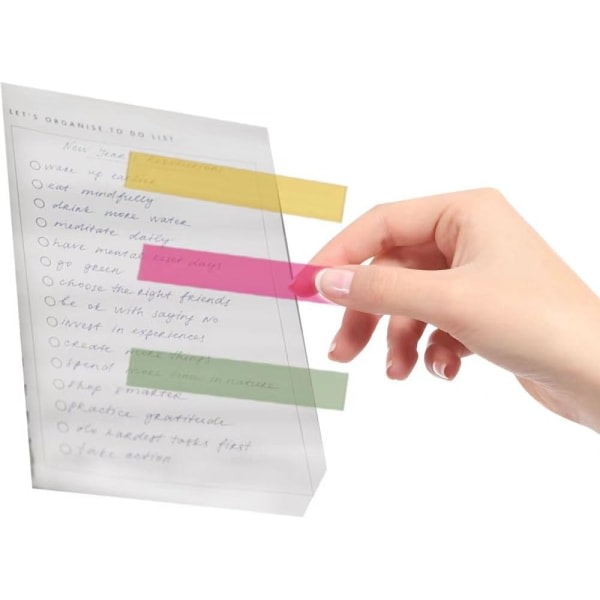 Sticky Notes-flikar, 100 st Sticky Notes-flaggor, Sticky Notes-sidmarkører med boks, minifilmer, for sidemarkering og opptaksinspirasjon