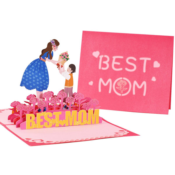 3d för pop up-kort Mors dag gratulationskort med kuvert för bästa mamma present kvinnor födelsedag