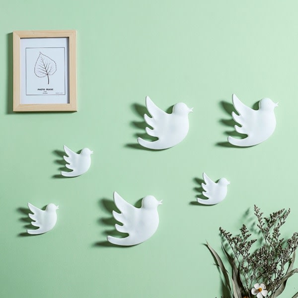 3D keramiska fåglar väggdekor personlig enkel väggmonterad prydnad liten