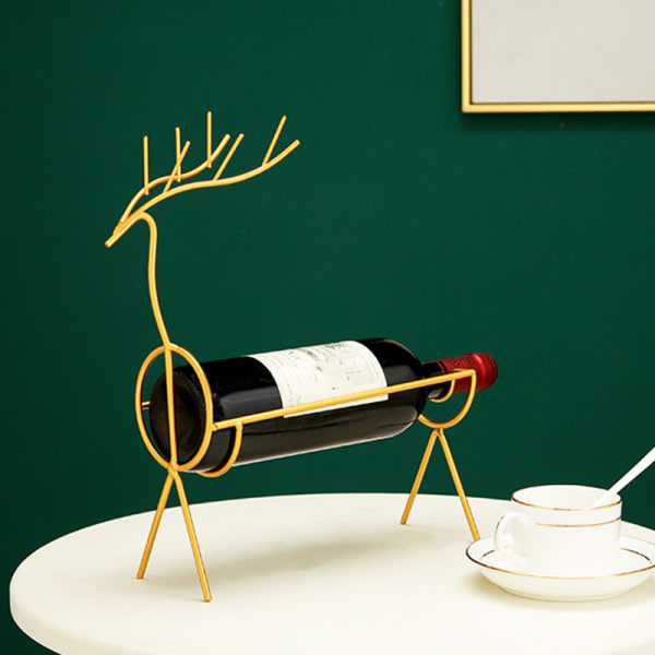 Djurformat vinställ rymmer 1 vinflaska Kreativitet Järnguld Vinflaskhållare Perfekt for köksbänken Deer Gold