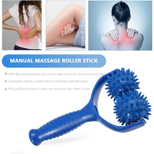 PVC Muscle Relaxer Roller Muscle Roller Stick Håndholder Foam Roller Massager til Bakre Nacke Arm Ben (blå)