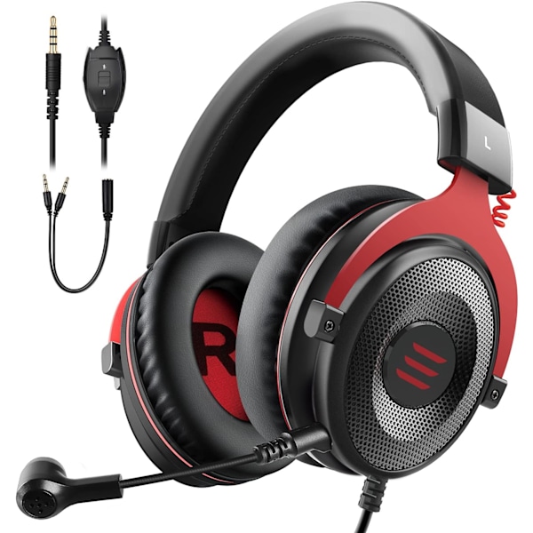 PC Gaming Headset - PS4 Headset Trådbundna spelhörlurar med brusreducerande mikrofon, Over Ear-hörlurar kompatibla med PS4/PS5 Controller, Xbox One,