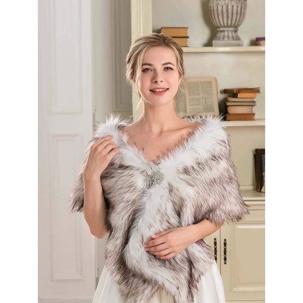 Falsk Pels Sjal Bryllups Pels Wraps og Sjaler Brudepels Stole Vinter Cape Shrug