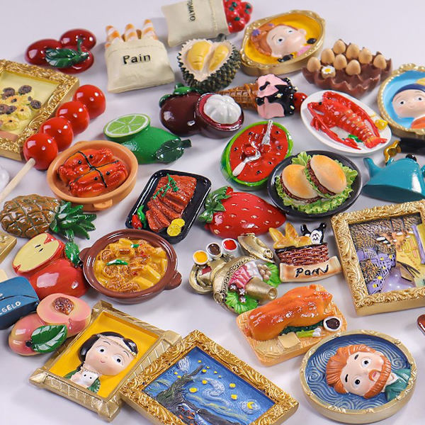 3D-jääkaappimagneettikokoelma aamiaisaiheisilla sarjakuvahahmoilla [YDE] breakfast