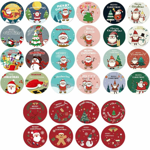 2000 st julklistermærken Runda julklistermærken Etiketter Merry Christmas Etiketter Rullklistermærken Presentinslagning Juldekoration